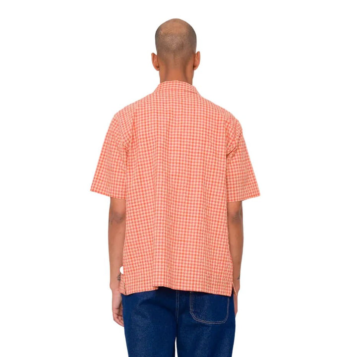 Folk Gabe Textured Check Shirt Red Oxide - Merchant Menswear