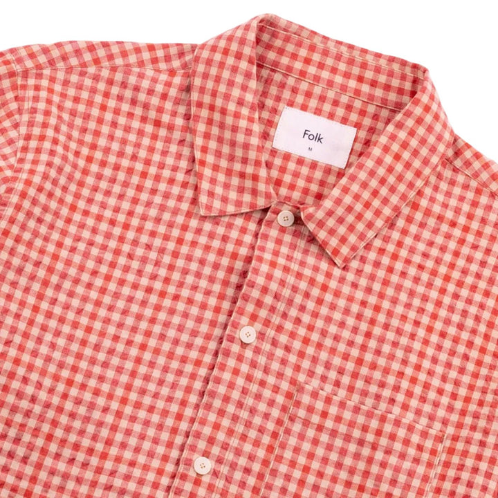 Folk Gabe Textured Check Shirt Red Oxide - Merchant Menswear