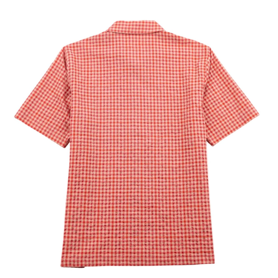 Folk Gabe Textured Check Shirt Red Oxide - Merchant Menswear