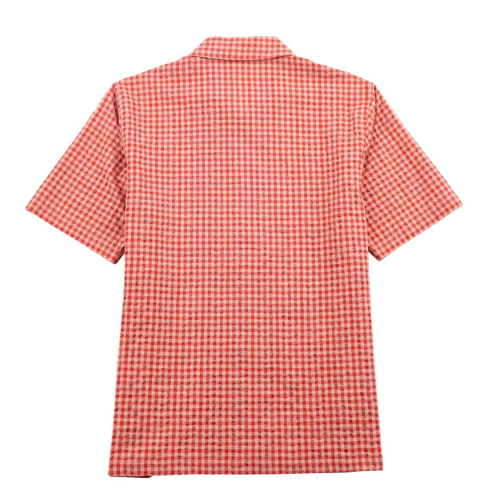 Folk Gabe Textured Check Shirt Red Oxide - Merchant Menswear