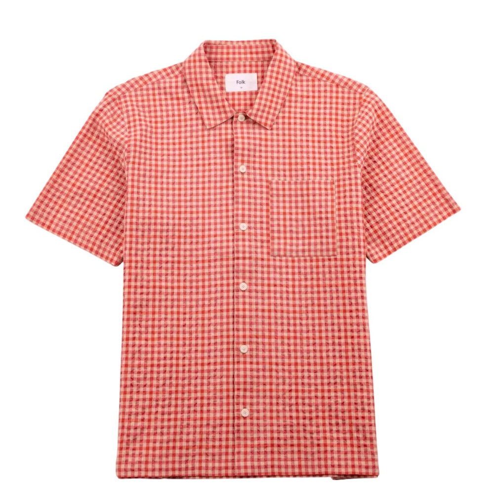 Folk Gabe Textured Check Shirt Red Oxide - Merchant Menswear