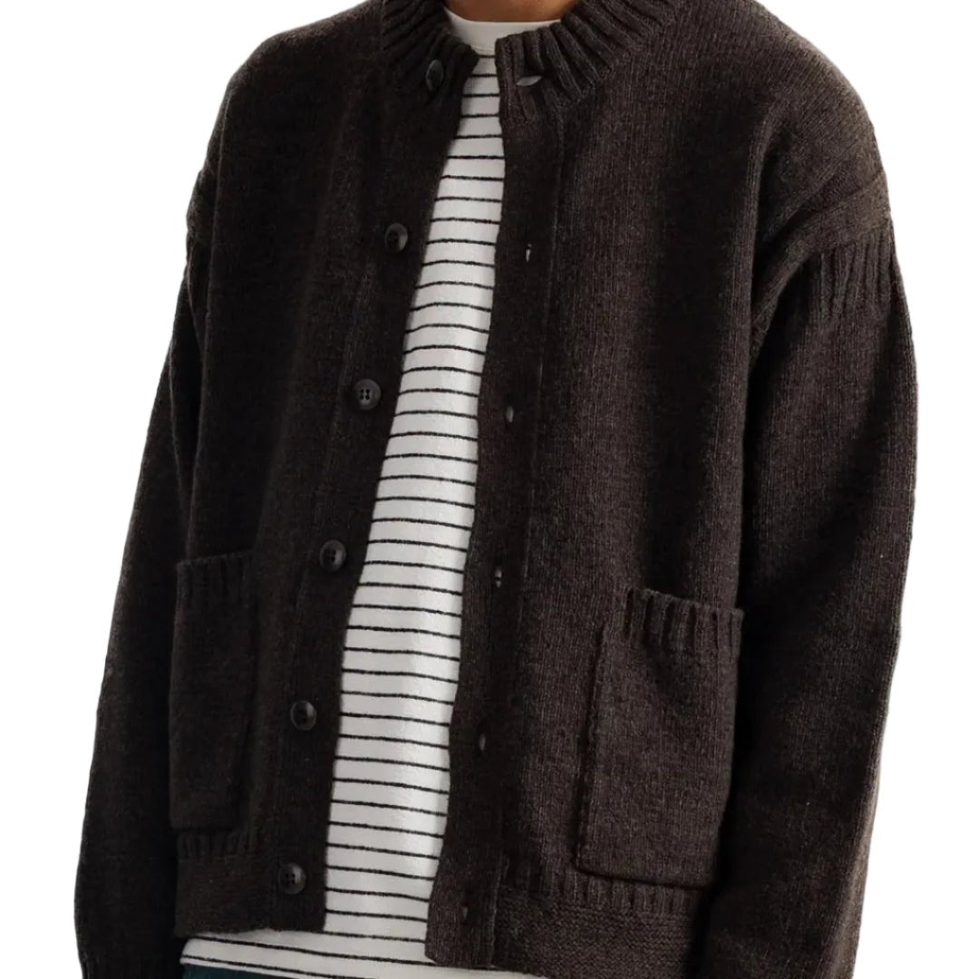 Folk Knitted Jacket Espresso - Merchant Menswear