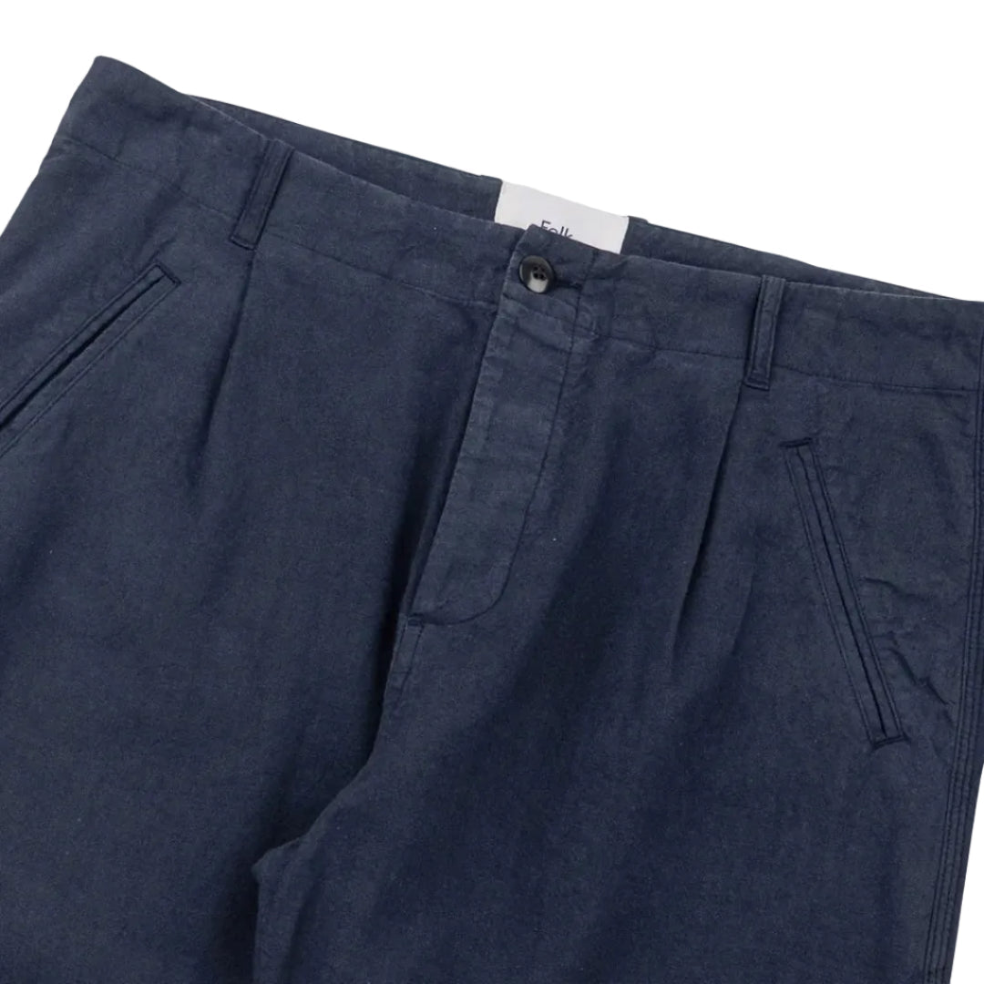Folk Linen/ Cotton Assembly Pant Dark Navy - Merchant Menswear