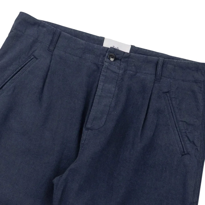 Folk Linen/ Cotton Assembly Pant Dark Navy - Merchant Menswear