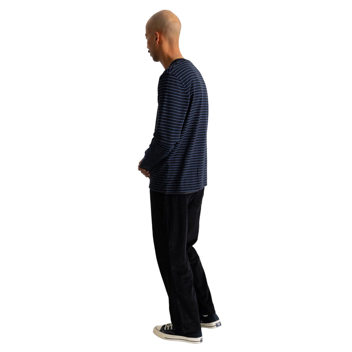 Folk Textured Stripe L/S T-Shirt Black/Soft Blue