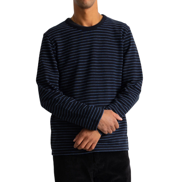 Folk Textured Stripe L/S T-Shirt Black/Soft Blue