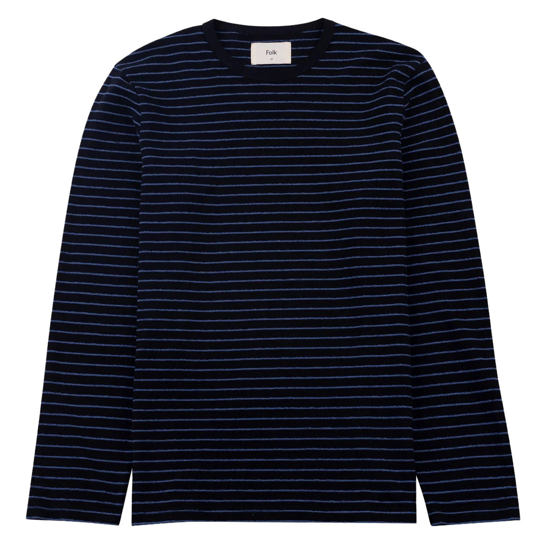 Folk Textured Stripe L/S T-Shirt Black/Soft Blue