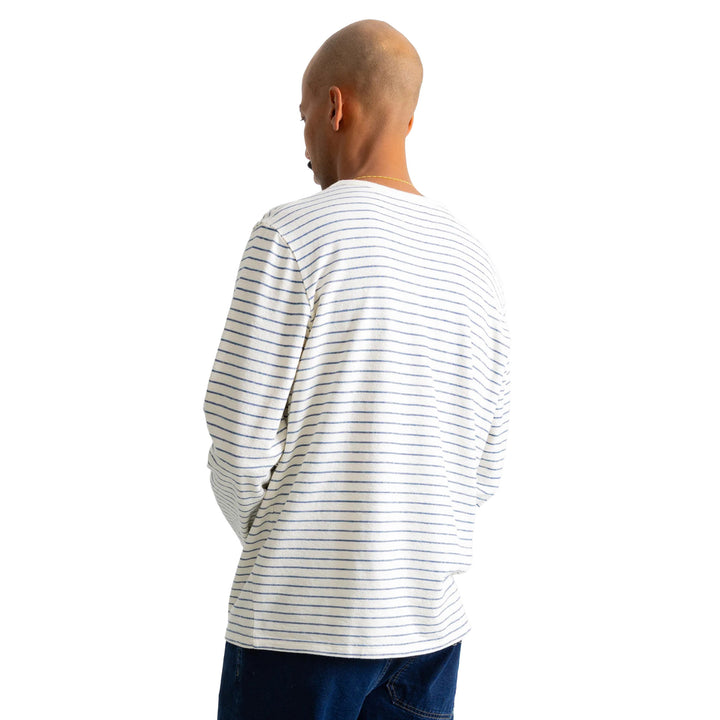 Folk Textured Stripe L/S T-Shirt Ecru/Soft Blue