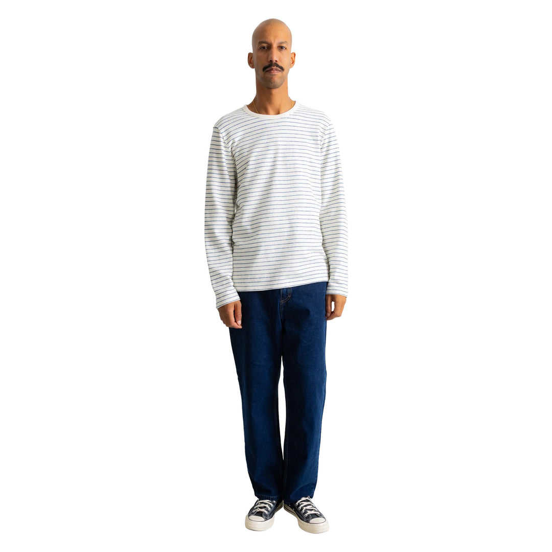 Folk Textured Stripe L/S T-Shirt Ecru/Soft Blue