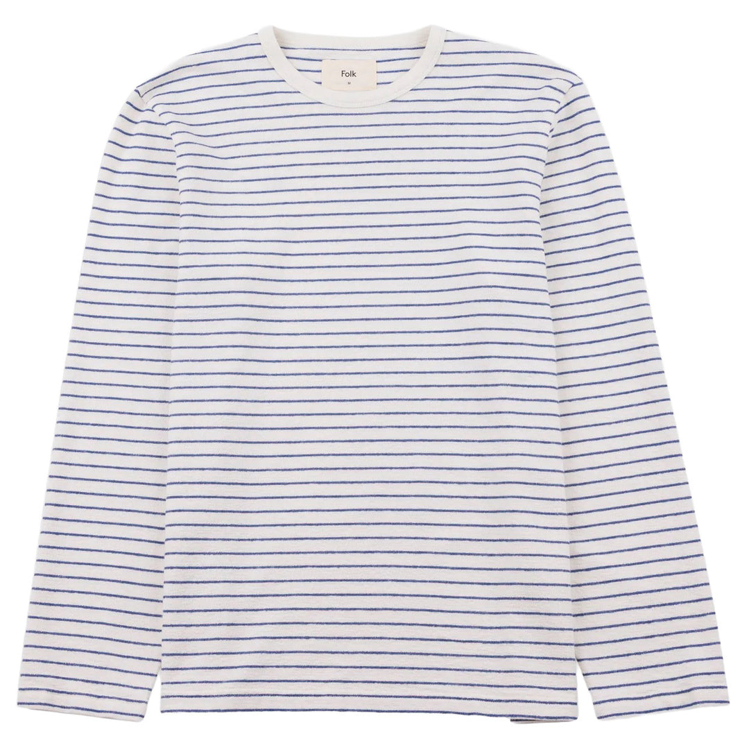 Folk Textured Stripe L/S T-Shirt Ecru/Soft Blue