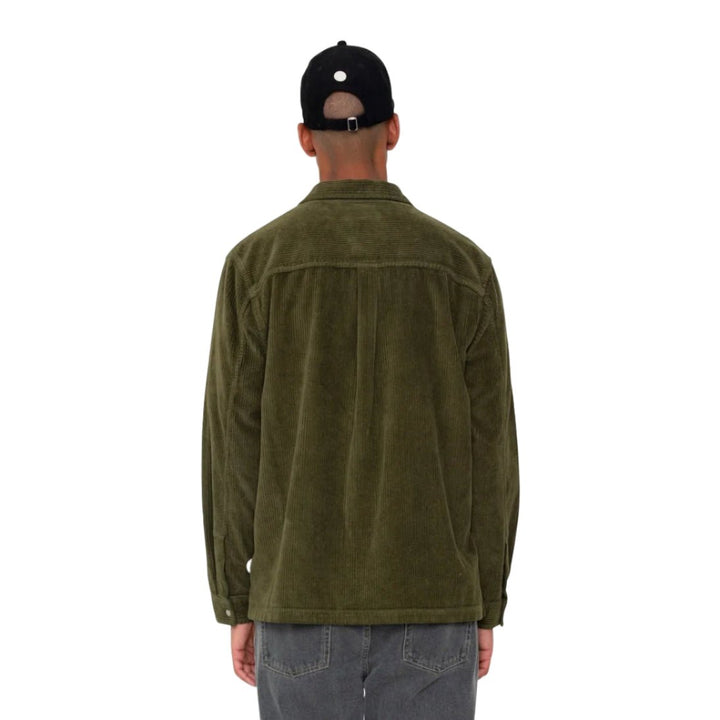 Folk Patch Overshirt Chunky Cord Olive - Merchant Menswear