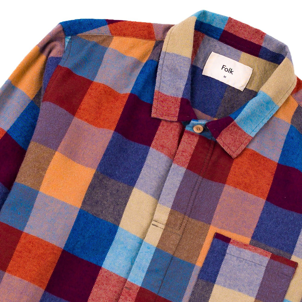 Folk Patch Shirt Crimson Blue Mix - Merchant Menswear