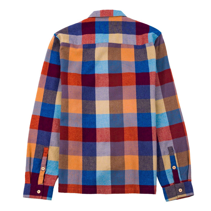 Folk Patch Shirt Crimson Blue Mix - Merchant Menswear