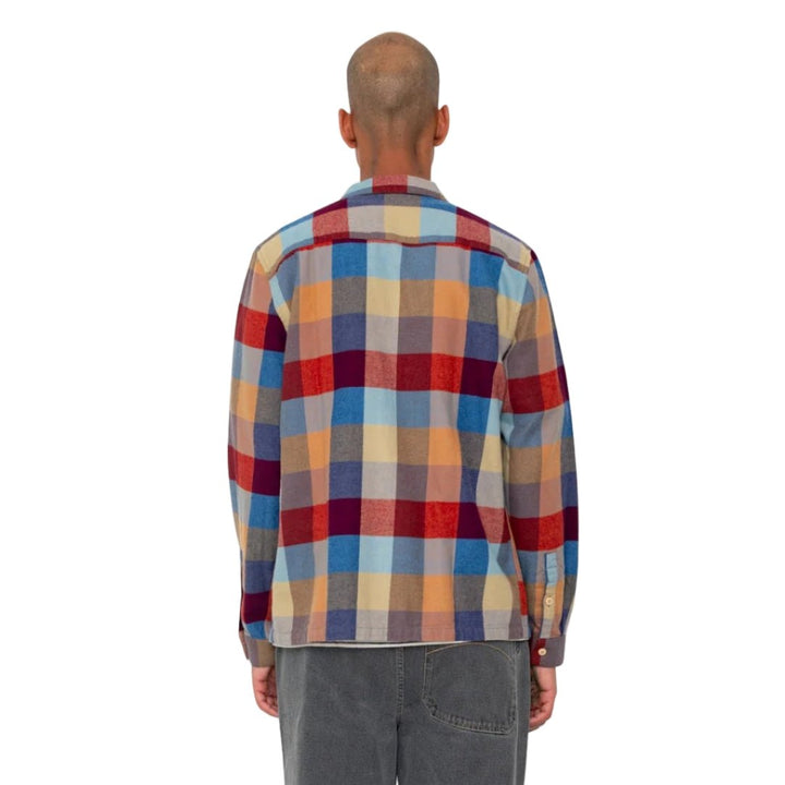 Folk Patch Shirt Crimson Blue Mix - Merchant Menswear