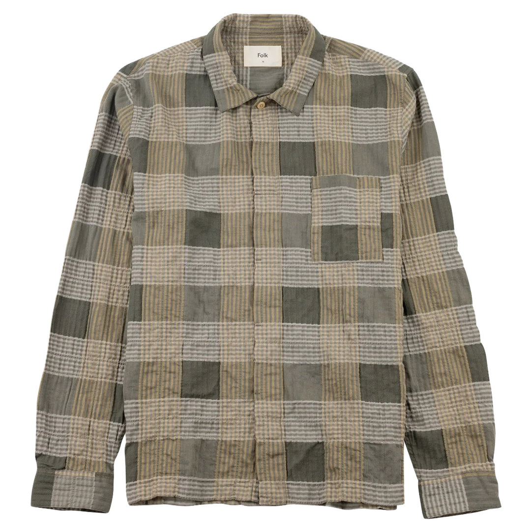 Folk Patch Shirt Sage Multicheck