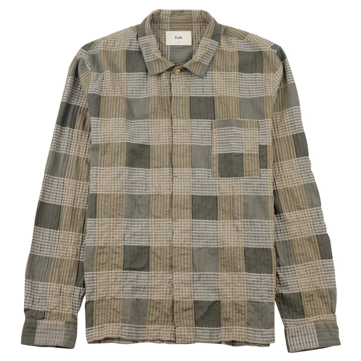 Folk Patch Shirt Sage Multicheck