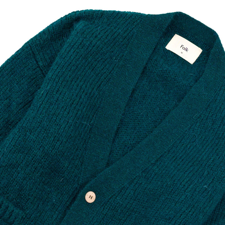 Folk Relaxed Cardigan Phthalo Green - Merchant Menswear