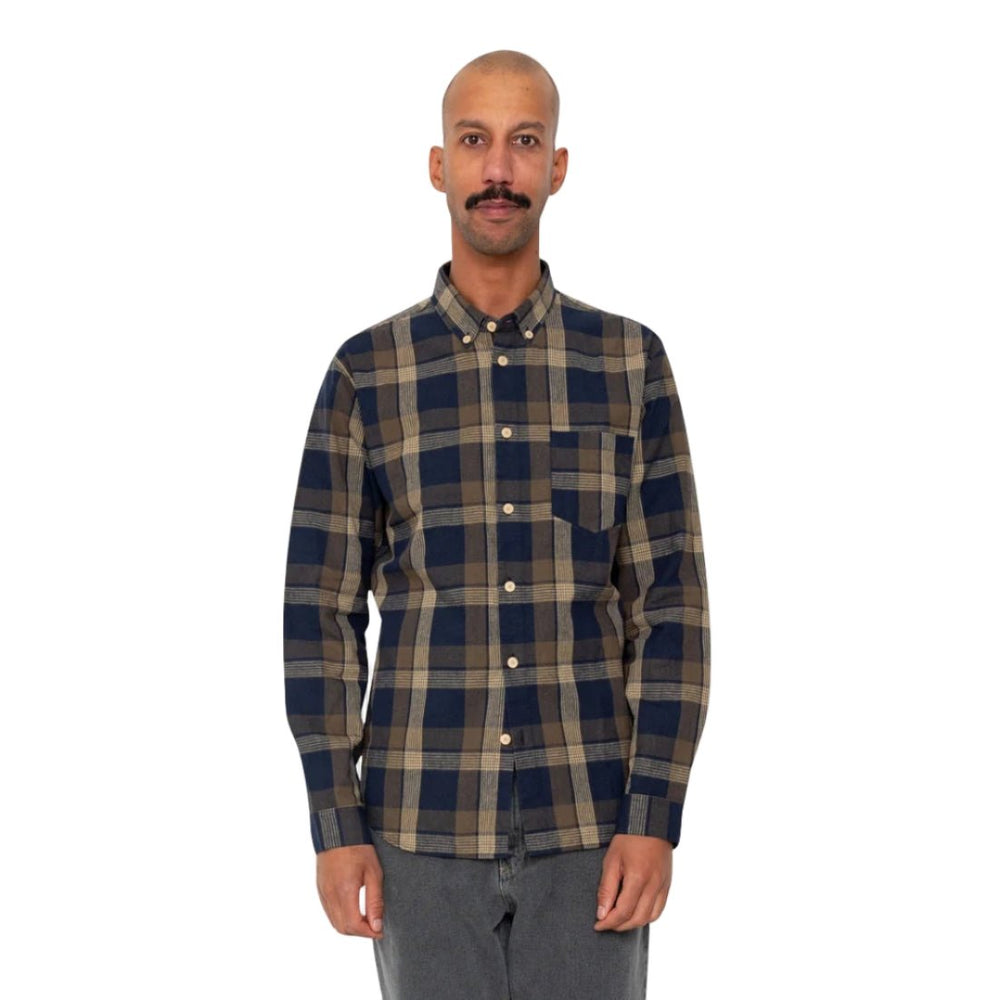 Folk Relaxed Fit Shirt Navy / Olive Check - Merchant Menswear