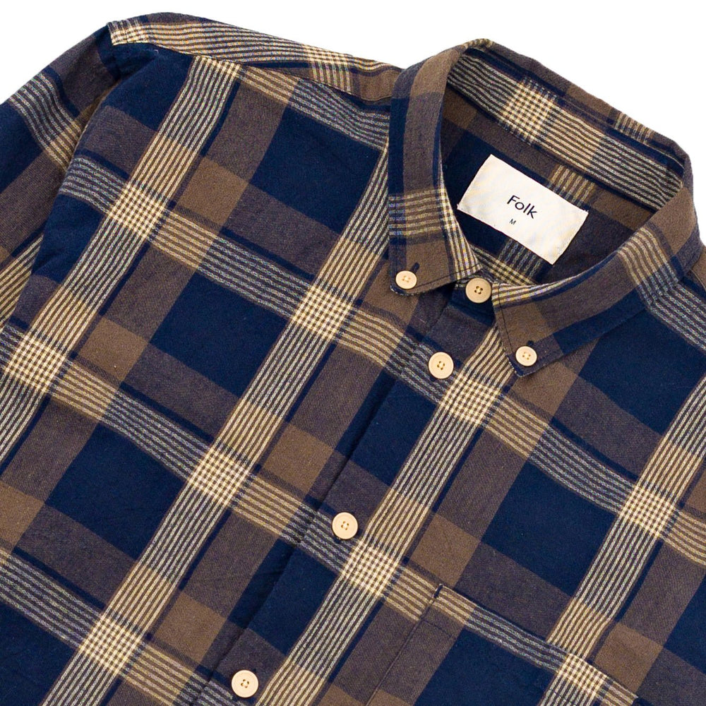 Folk Relaxed Fit Shirt Navy / Olive Check - Merchant Menswear