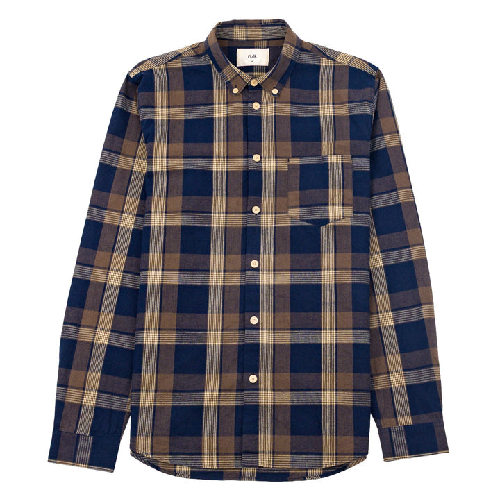 Folk Relaxed Fit Shirt Navy / Olive Check - Merchant Menswear