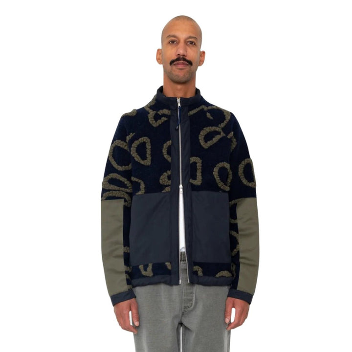 Folk Signal Fleece Circle Jacquard Navy - Merchant Menswear