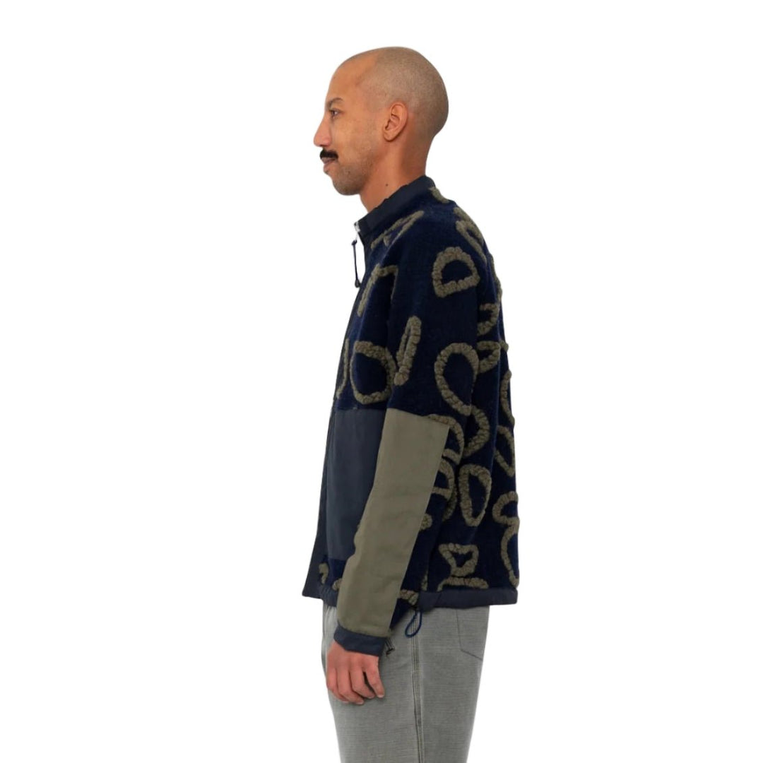 Folk Signal Fleece Circle Jacquard Navy - Merchant Menswear