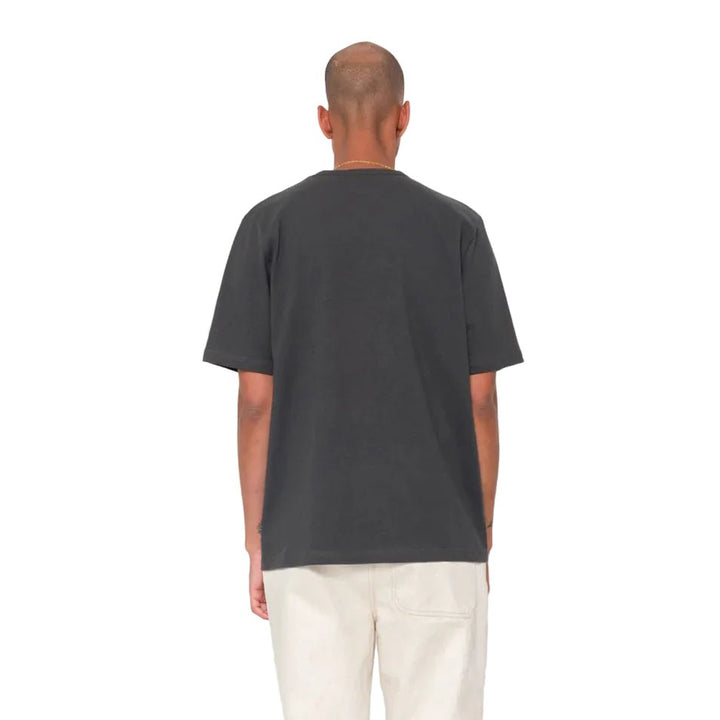 Folk Slub Embroidered T-Shirt Soft Black - Merchant Menswear