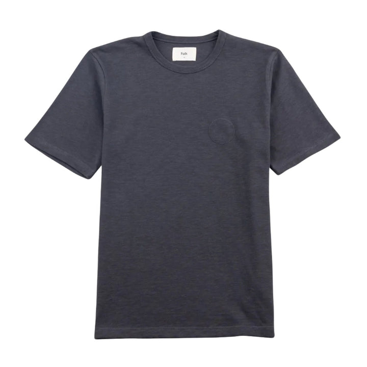 Folk Slub Embroidered T-Shirt Soft Black - Merchant Menswear