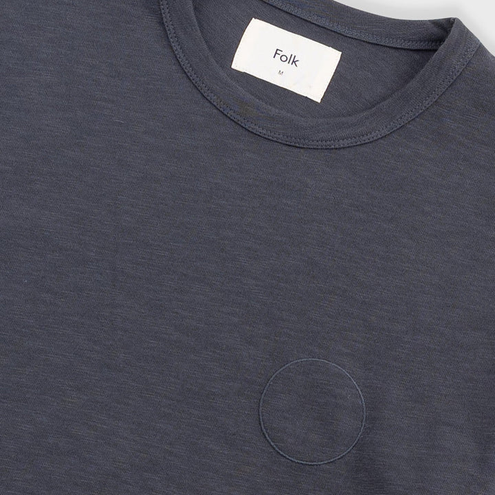 Folk Slub Embroidered T-Shirt Soft Black - Merchant Menswear