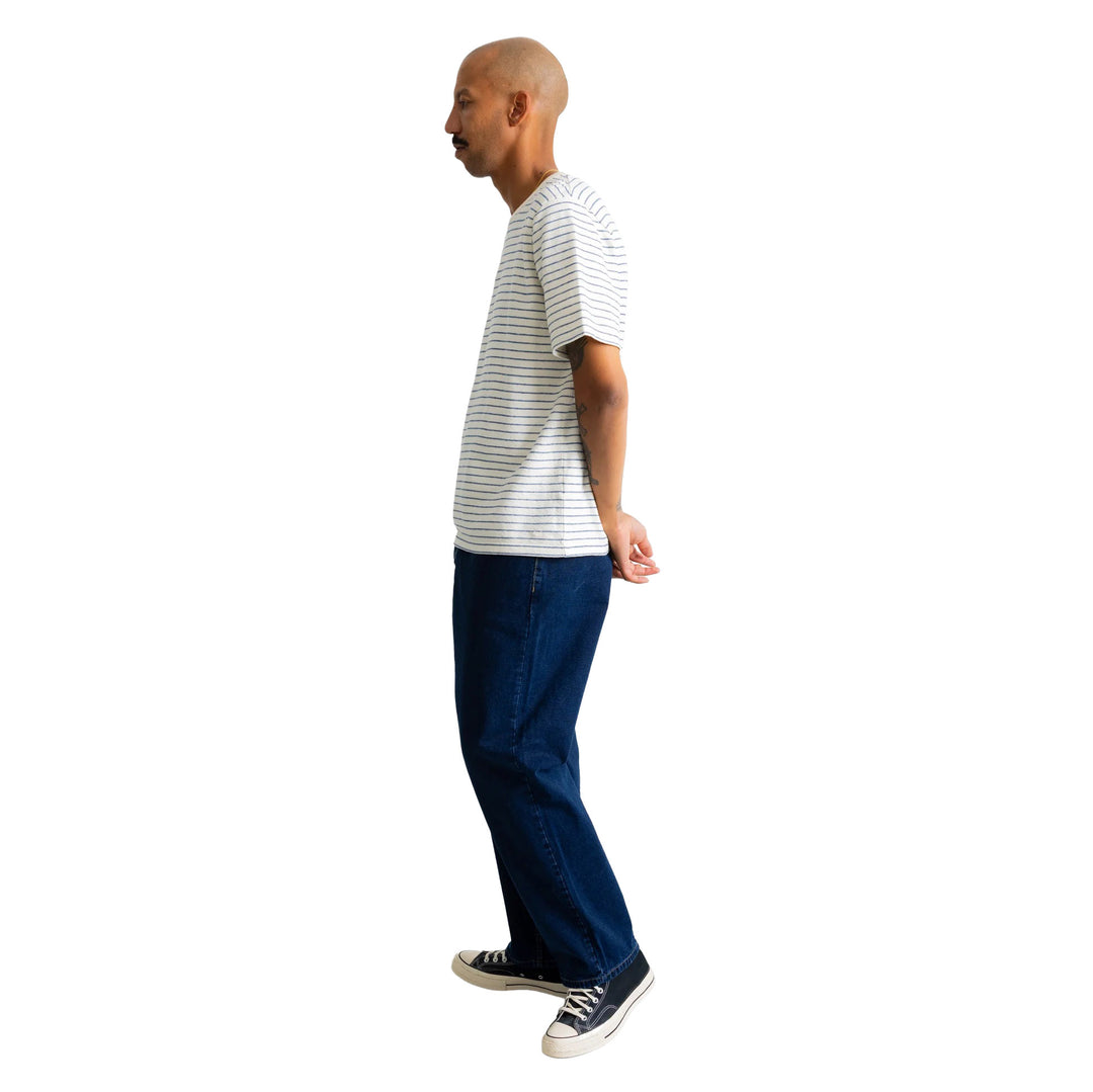 Folk Textured Stripe T-Shirt Ecru/Soft Blue