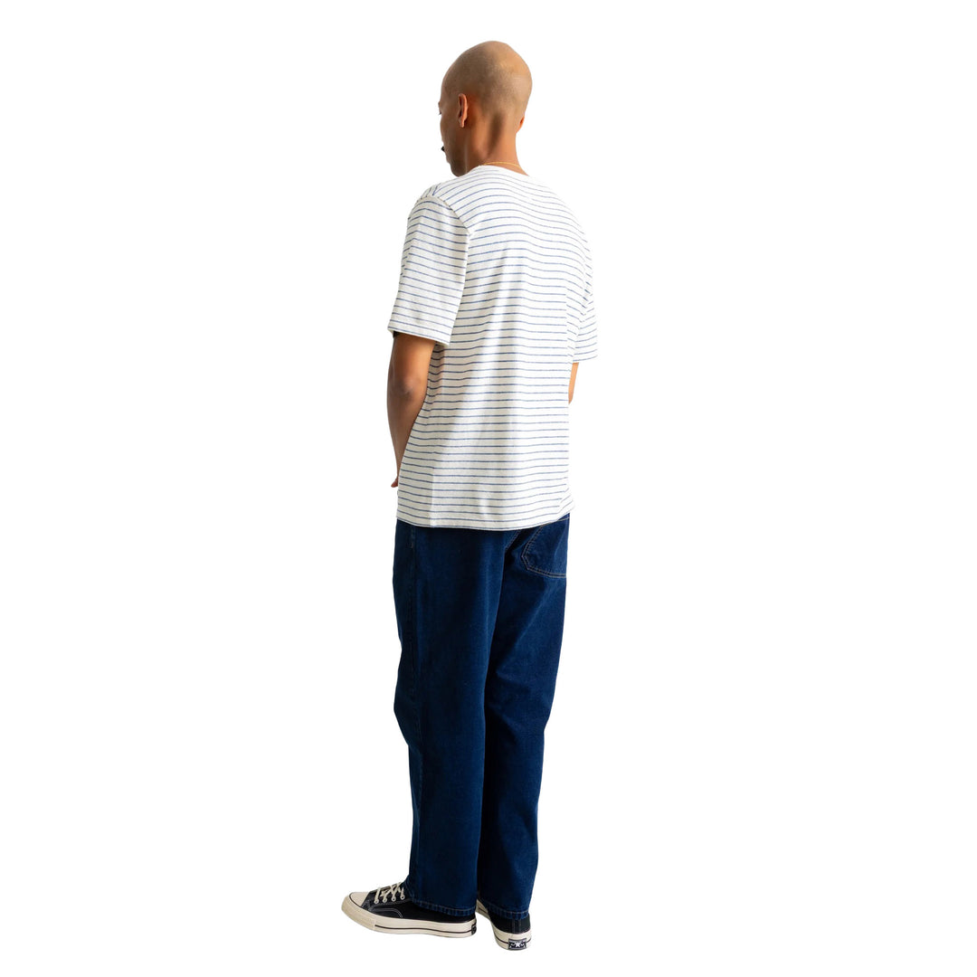 Folk Textured Stripe T-Shirt Ecru/Soft Blue