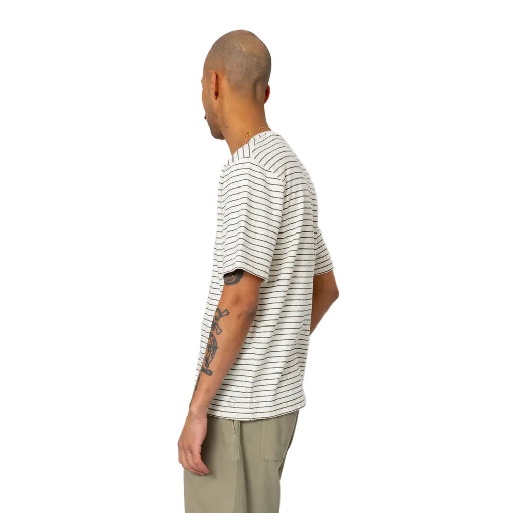 Folk Textured Stripe T-Shirt Ecru/Olive - Merchant Menswear