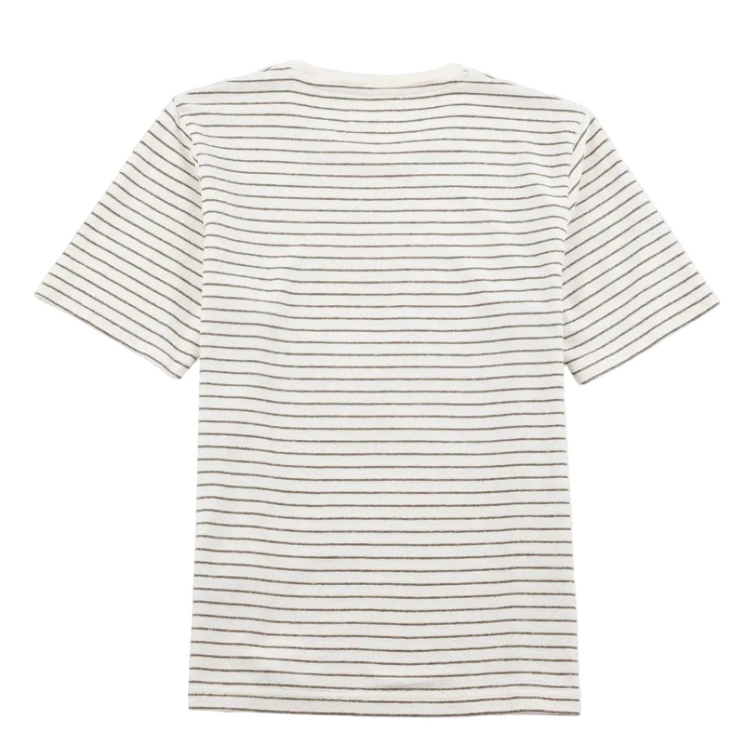 Folk Textured Stripe T-Shirt Ecru/Olive - Merchant Menswear