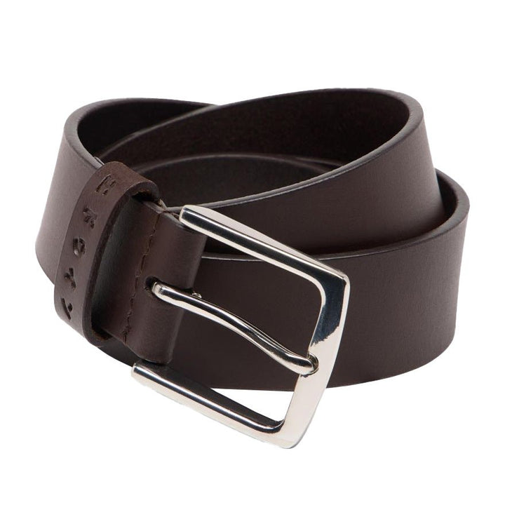 Forever Buffalo Grain Leather Belt Dark Brown - Merchant Menswear