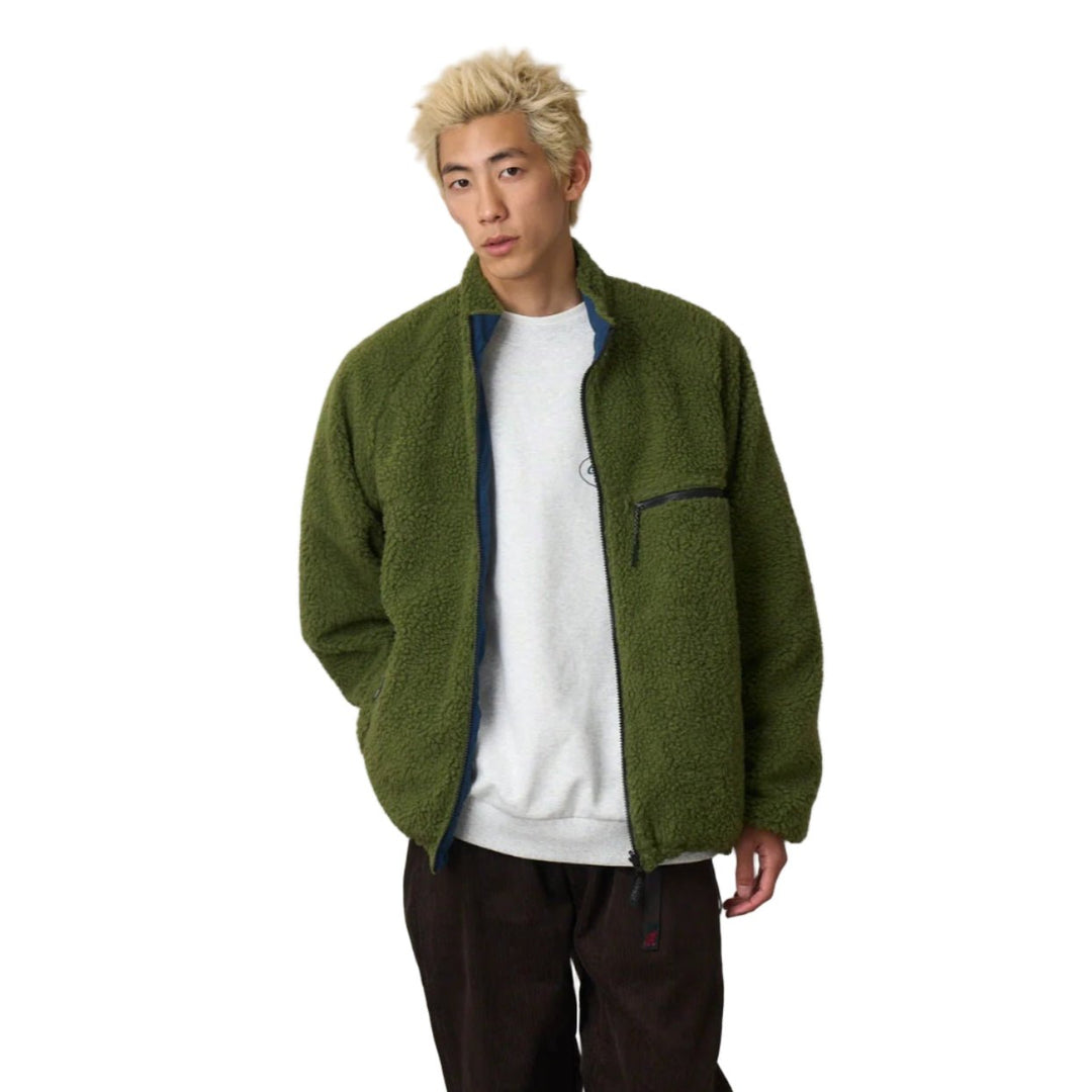 Gramicci Reversible Sherpa Fleece Olive/Dusty Navy - Merchant Menswear