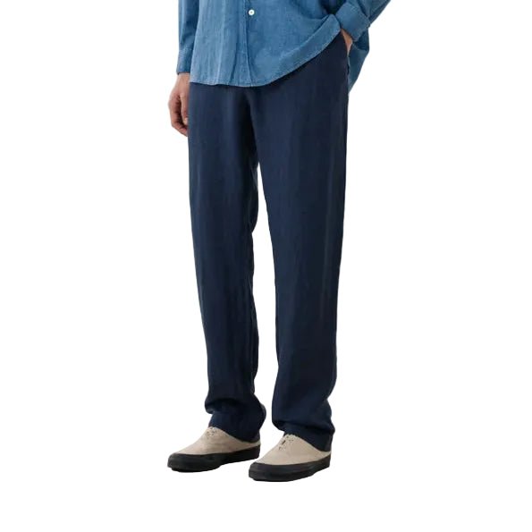 Hartford Joggy Linen Pants Navy Blue - Merchant Menswear