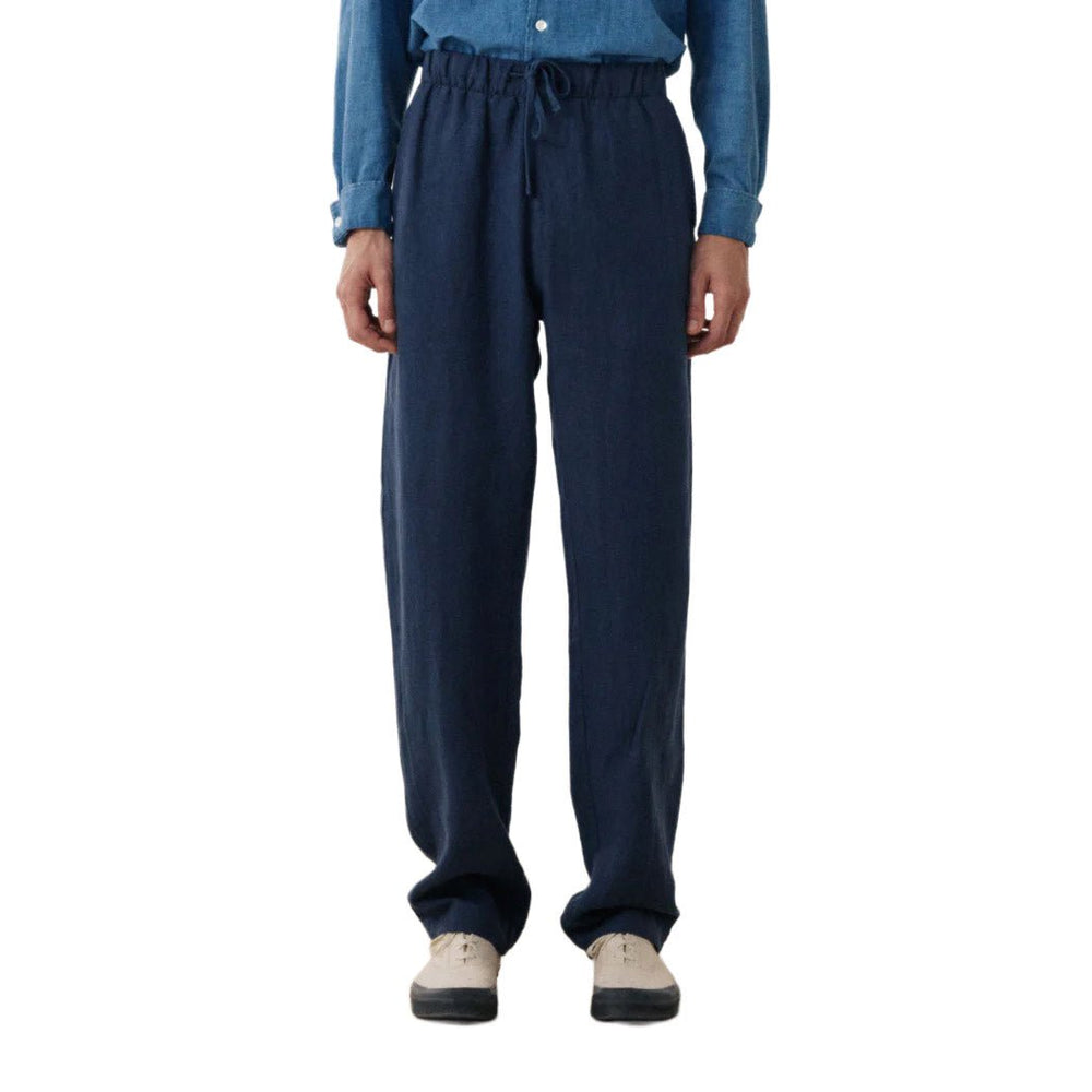 Hartford Joggy Linen Pants Navy Blue - Merchant Menswear