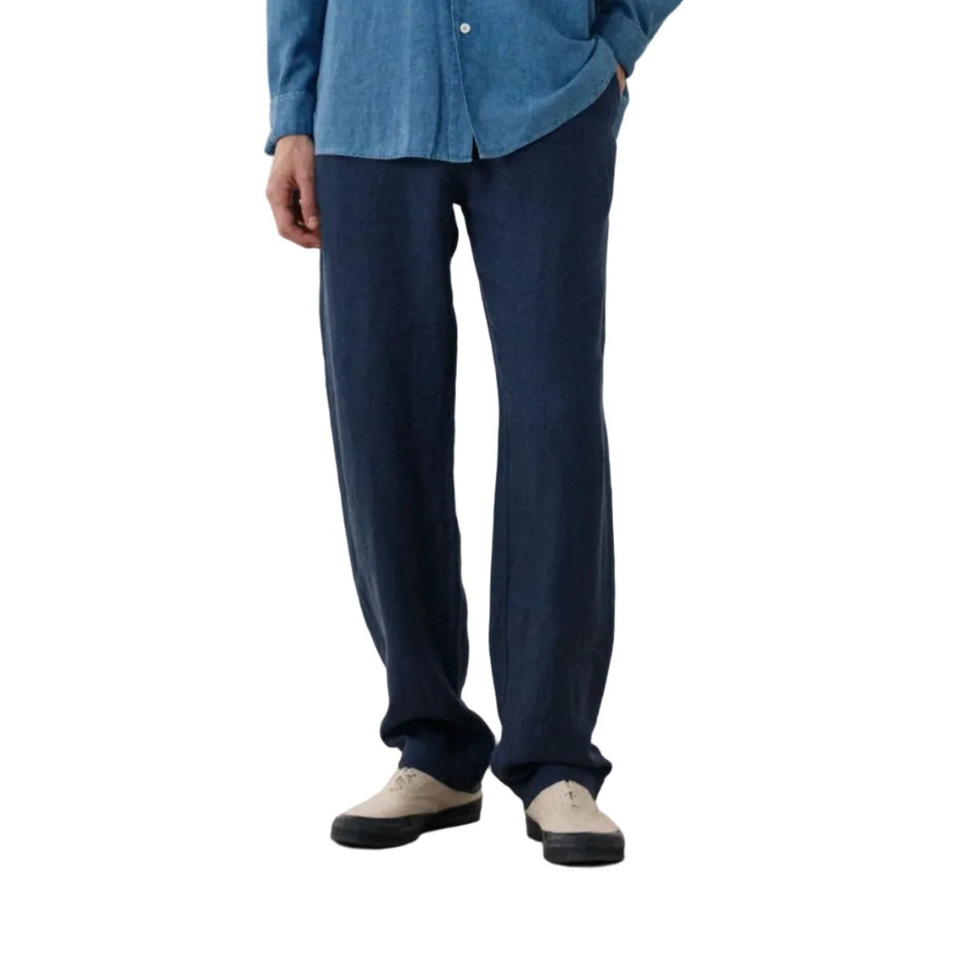 Hartford Joggy Linen Pants Navy Blue - Merchant Menswear