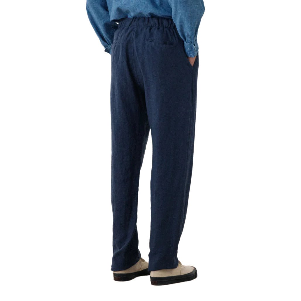 Hartford Joggy Linen Pants Navy Blue - Merchant Menswear