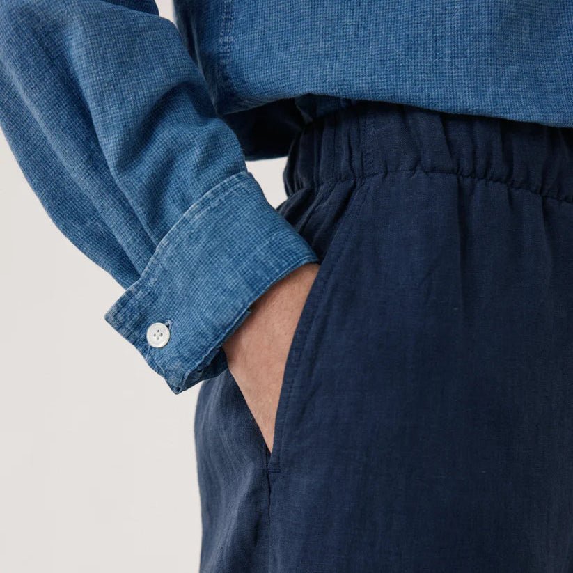Hartford Joggy Linen Pants Navy Blue - Merchant Menswear