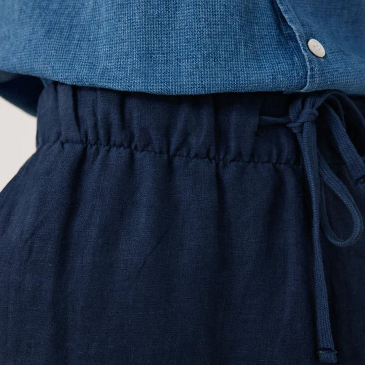 Hartford Joggy Linen Pants Navy Blue - Merchant Menswear