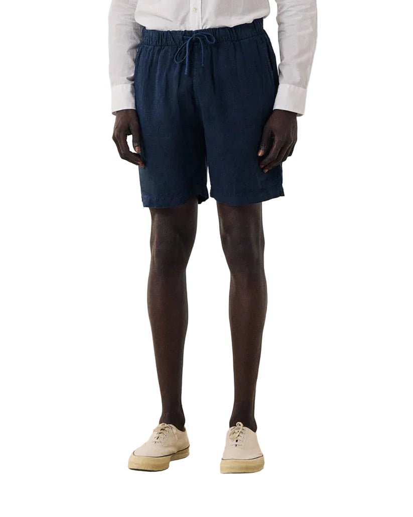 Hartford Joggy Linen Shorts Navy Blue - Merchant Menswear