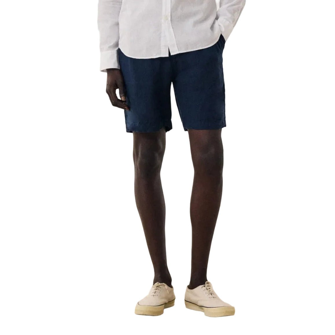 Hartford Joggy Linen Shorts Navy Blue - Merchant Menswear