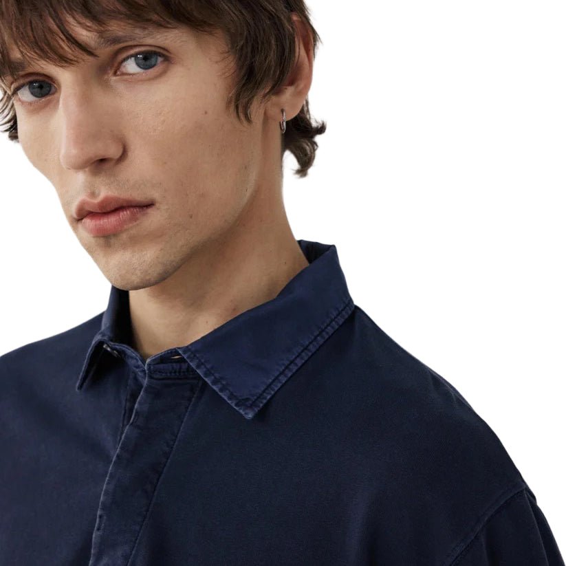 Hartford Light Fleece Rugby Knitted Polo Marine Blue - Merchant Menswear