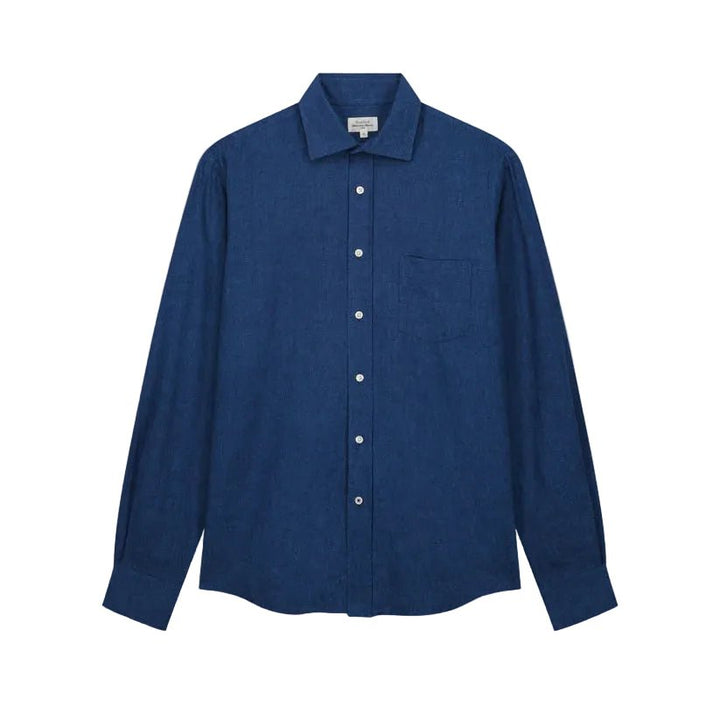Hartford Paul Linen/Cotton Woven Shirt Indigo Blue - Merchant Menswear