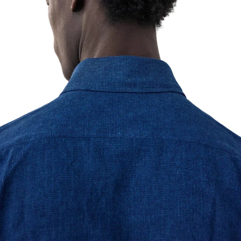 Hartford Paul Linen/Cotton Woven Shirt Indigo Blue - Merchant Menswear