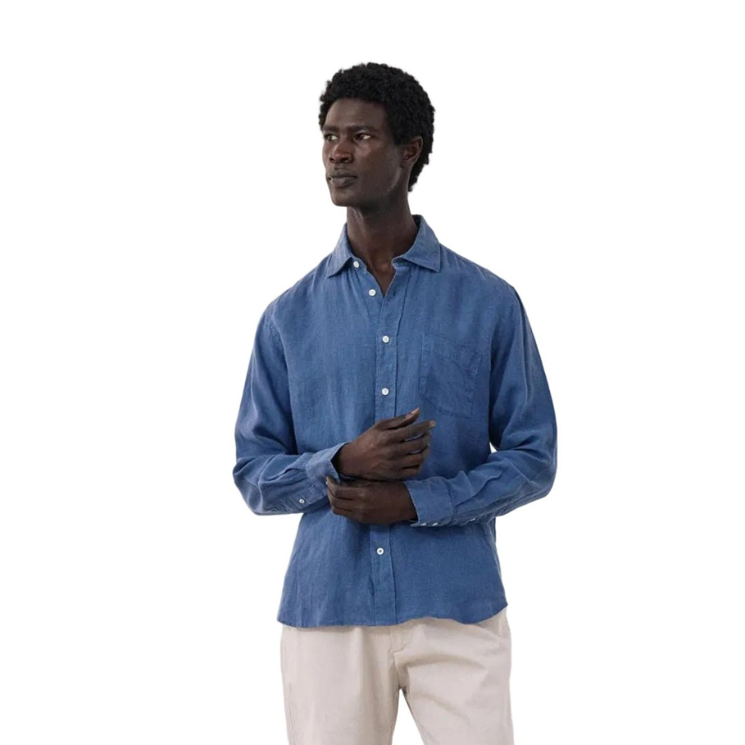 Hartford Paul Pat Linen Shirt Denim - Merchant Menswear