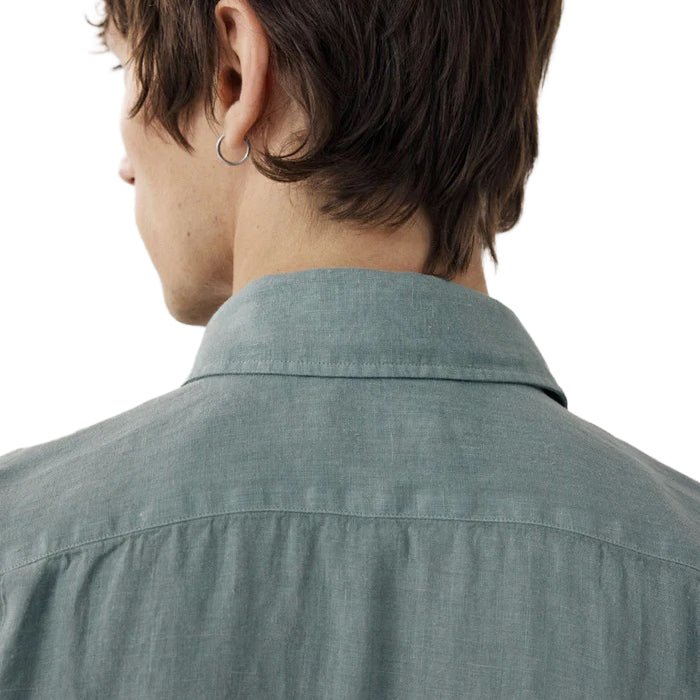 Hartford Paul Pat Linen Shirt Faded Kelly - Merchant Menswear