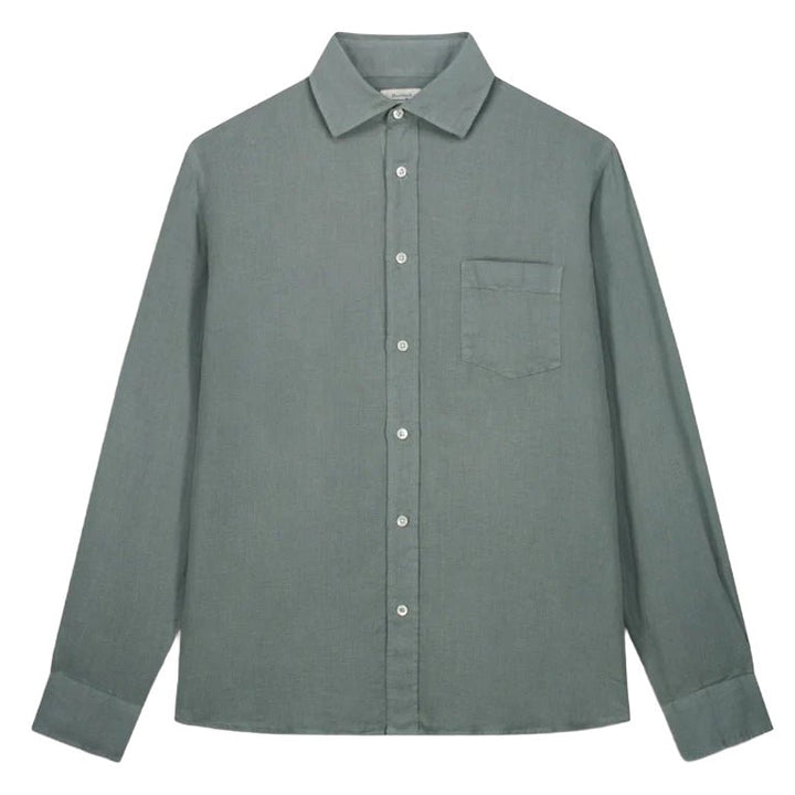 Hartford Paul Pat Linen Shirt Faded Kelly - Merchant Menswear