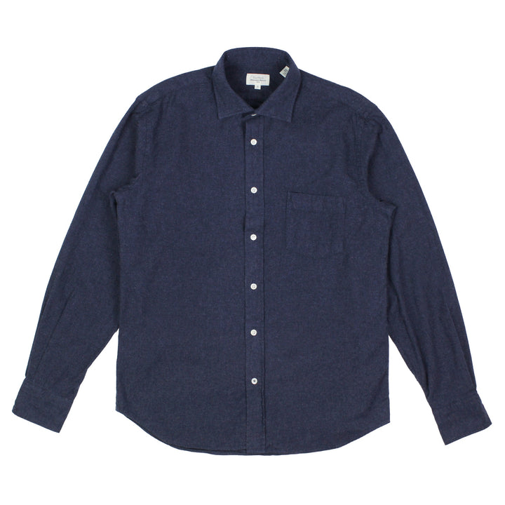 Hartford Paul Woven Flannel Shirt Navy - Merchant Menswear